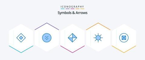 symboler och pilar 25 blå ikon packa Inklusive symboler. gammal. säkerhet. stråle. cirkel vektor
