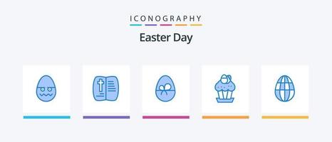 Ostern Blau 5 Symbol Pack einschließlich Ei. Lebensmittel. Ei. Tasse. Ei. kreativ Symbole Design vektor