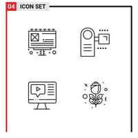 4 kreativ ikoner modern tecken och symboler av ad spela videokamera elektronisk utbildning redigerbar vektor design element