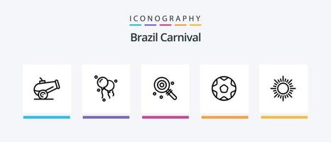 Brasilien Karneval Linie 5 Symbol Pack einschließlich Land. Brasilien. tant. Feier. brasilianisch. kreativ Symbole Design vektor