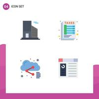 grupp av 4 modern platt ikoner uppsättning för byggnad dela med sig Beräkna beskatta app redigerbar vektor design element