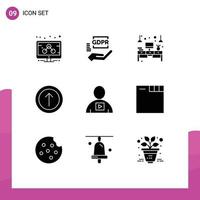 9 kreativ Symbole modern Zeichen und Symbole von Mensch Benutzerbild Schreibtisch ui hochladen editierbar Vektor Design Elemente