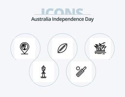 Australien oberoende dag linje ikon packa 5 ikon design. virus. insekt. inhemsk. nation. Land vektor