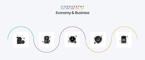 Wirtschaft und Geschäft Glyphe 5 Symbol Pack einschließlich planen. Investition. Investition. Schild. Geld vektor