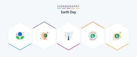 jord dag 25 platt ikon packa Inklusive geografi. gemenskap. kraft. återvinna. ekologi vektor