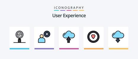 användare erfarenhet linje fylld 5 ikon packa Inklusive . team . varit . nätverk .. kreativ ikoner design vektor