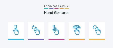 Hand Gesten Blau 5 Symbol Pack einschließlich Finger. Tab. Gesten. Hand. doppelt. kreativ Symbole Design vektor