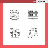 stock vektor ikon packa av 4 linje tecken och symboler för jordgubb rum frukt värd Centrum rättvisa redigerbar vektor design element