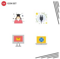 uppsättning av 4 kommersiell platt ikoner packa för utbildning post skola plugg service redigerbar vektor design element