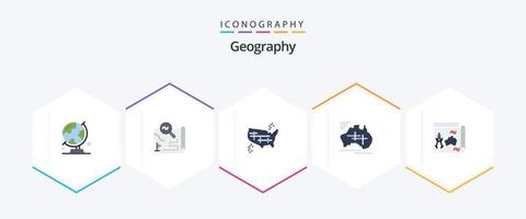 geo grafie 25 eben Symbol Pack einschließlich Land. Australien. Karte. Amerika. vereinigt vektor