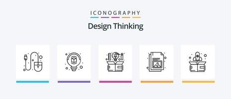 design tänkande linje 5 ikon packa Inklusive Glödlampa. programvara. kreativ. design arbete. tänkande. kreativ ikoner design vektor