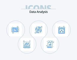 Daten Analyse Blau Symbol Pack 5 Symbol Design. Graph. Datenbank. Bericht. Fokus Analyse. Handy, Mobiltelefon vektor