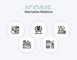 alternativ medicin linje ikon packa 5 ikon design. svampar. terapi. sjukvård. natur. öra knoppar vektor