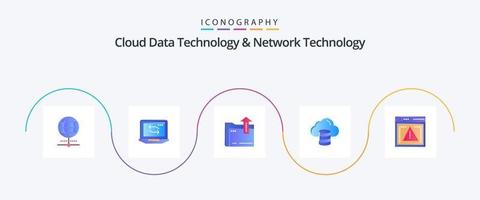 Wolke Daten Technologie und Netzwerk Technologie eben 5 Symbol Pack einschließlich Rechnen. Dollar. Ordner. Geld . Wolke vektor