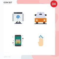 piktogram uppsättning av 4 enkel platt ikoner av dator handla teknologi köpa fyra redigerbar vektor design element