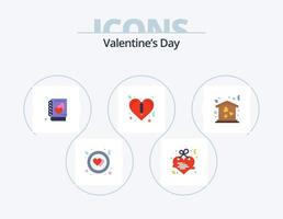 valentines dag platt ikon packa 5 ikon design. flytta. hus. kärlek. Hem. valentines vektor
