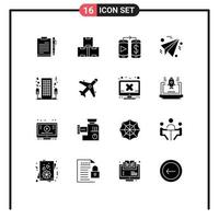 einstellen von 16 modern ui Symbole Symbole Zeichen zum Herz Flugzeug Industrie Lager Geschäft Dollar editierbar Vektor Design Elemente
