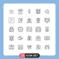 uppsättning av 25 modern ui ikoner symboler tecken för vänster pil fjäder lagring data redigerbar vektor design element