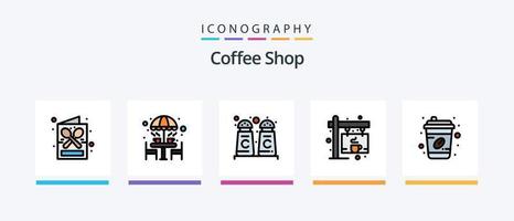 Kaffee Geschäft Linie gefüllt 5 Symbol Pack einschließlich Kasten. Utensilien. Cafe. Löffel. Gabel. kreativ Symbole Design vektor