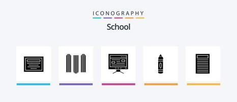 Schule Glyphe 5 Symbol Pack einschließlich . Bildung. lernen. Buch. Bleistift. kreativ Symbole Design vektor