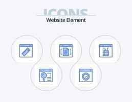 hemsida element blå ikon packa 5 ikon design. dokumentera. arkiv. sida. hemsida. verktyg vektor