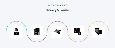 Lieferung und logistisch Glyphe 5 Symbol Pack einschließlich Lieferung. Aufmerksamkeit. Liste. logistisch vektor