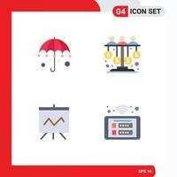 4 platt ikon begrepp för webbplatser mobil och appar färgrik analys paraply investering presentation redigerbar vektor design element