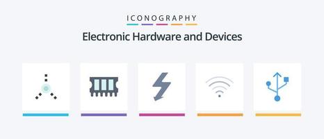 Geräte eben 5 Symbol Pack einschließlich . Verbindung. USB. kreativ Symbole Design vektor