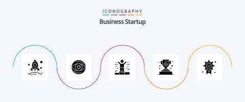 företag börja glyf 5 ikon packa Inklusive . kopp . syn. tilldela . person vektor