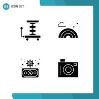 uppsättning av 4 modern ui ikoner symboler tecken för bil ekonomi scissor vår överföra redigerbar vektor design element
