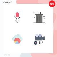 4 Universal- eben Symbole einstellen zum Netz und Handy, Mobiltelefon Anwendungen Mikrofon Daten scince stornieren entfernen Kamera editierbar Vektor Design Elemente