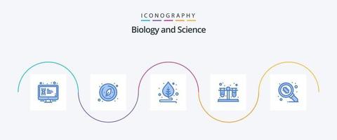 biologi blå 5 ikon packa Inklusive mikroorganism. bakterie. cirkel. testa rör. blod vektor