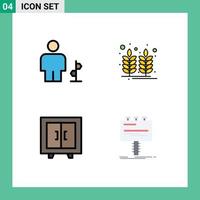 Lager Vektor Symbol Pack von 4 Linie Zeichen und Symbole zum Benutzerbild Schrank Mensch Essen Innere editierbar Vektor Design Elemente