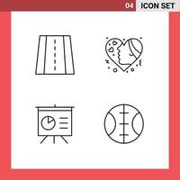 stock vektor ikon packa av 4 linje tecken och symboler för perspektiv styrelse emojis hjärtan baseboll redigerbar vektor design element