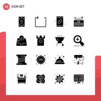 16 thematisch Vektor solide Glyphen und editierbar Symbole von prüfen Musik- Gesundheit Niveau Audio- editierbar Vektor Design Elemente