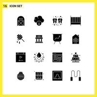 uppsättning av 16 modern ui ikoner symboler tecken för bi möbel dental sovrum tråd redigerbar vektor design element