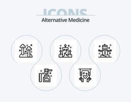alternativ medicin linje ikon packa 5 ikon design. massage. producera. friska. naturlig. ekologi vektor