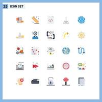 uppsättning av 25 modern ui ikoner symboler tecken för ackumulation internet koda klot video redigerbar vektor design element
