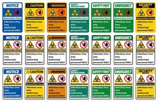 karantän infektiösa virus området tecken på vit bakgrund vektor
