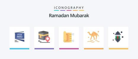 Ramadan eben 5 Symbol Pack einschließlich Tier. Kamel. Karte. Namaz. Teppich. kreativ Symbole Design vektor