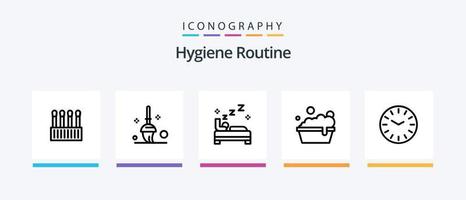 Hygiene Routine Linie 5 Symbol Pack einschließlich sauber. Reinigung. Waschmittel. Vakuum. elektrisch. kreativ Symbole Design vektor