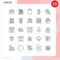 piktogram uppsättning av 25 enkel rader av dörr forskning Lägehet Sök reste sig redigerbar vektor design element
