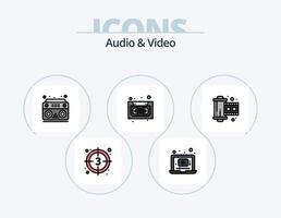 audio och video linje fylld ikon packa 5 ikon design. radio. musik. audio. audio. musik vektor