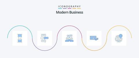 modern företag blå 5 ikon packa Inklusive uppkopplad. dialog. konversation. rådgivning. chatt vektor