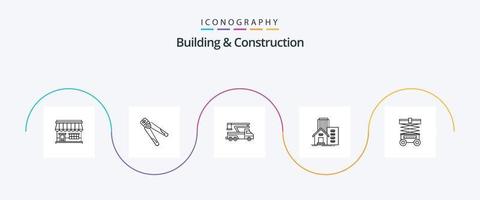 byggnad och konstruktion linje 5 ikon packa Inklusive egendom. transport. krympning. lyft. lastbil vektor