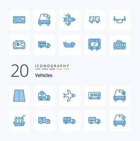 20 Fahrzeuge Blau Farbe Symbol Pack mögen Fahrzeuge wichtig LKW Auto Transport vektor