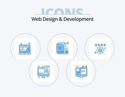 webb design och utveckling blå ikon packa 5 ikon design. fil. kreativ. kodning. dator. fel vektor