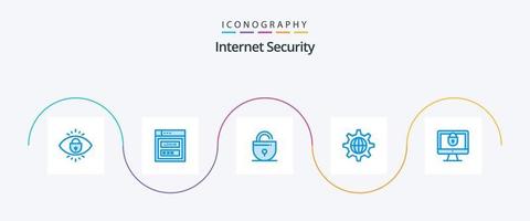 Internet Sicherheit Blau 5 Symbol Pack einschließlich Computer. Globus. Welt. Internet vektor