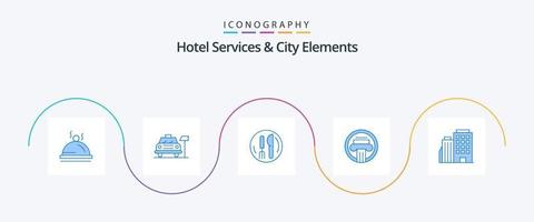 Hotel Dienstleistungen und Stadt Elemente Blau 5 Symbol Pack einschließlich Hotel. Dekoration. Hotel . Gebäude. Säule vektor