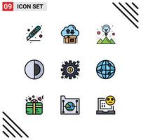 Lager Vektor Symbol Pack von 9 Linie Zeichen und Symbole zum Sonne Raum Paket Wissenschaft Berg editierbar Vektor Design Elemente